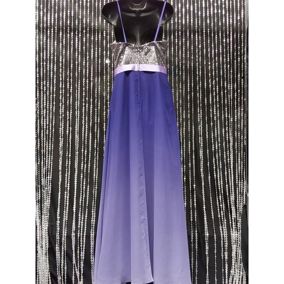 Purple Ombre Formal Bridesmaid Dress with Sequin Top - Picture 4 of 6